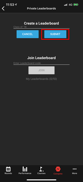 How do I create or join a private leaderboard on dashboard? – Shot